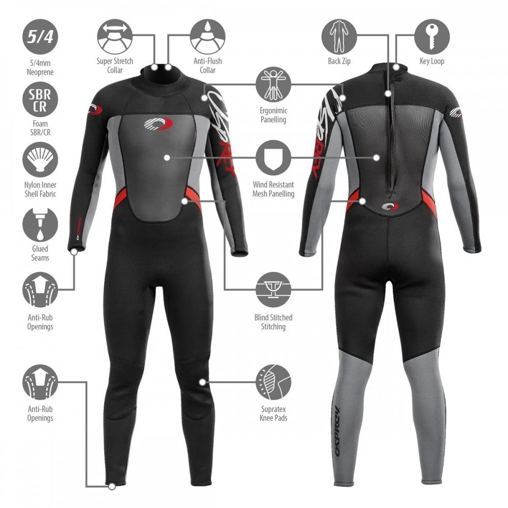 Osprey Origin Mens Full Length Wetsuit 5mm - Red 3 Osprey Origin Mens Full Length Wetsuit 5mm - Red - Image 3