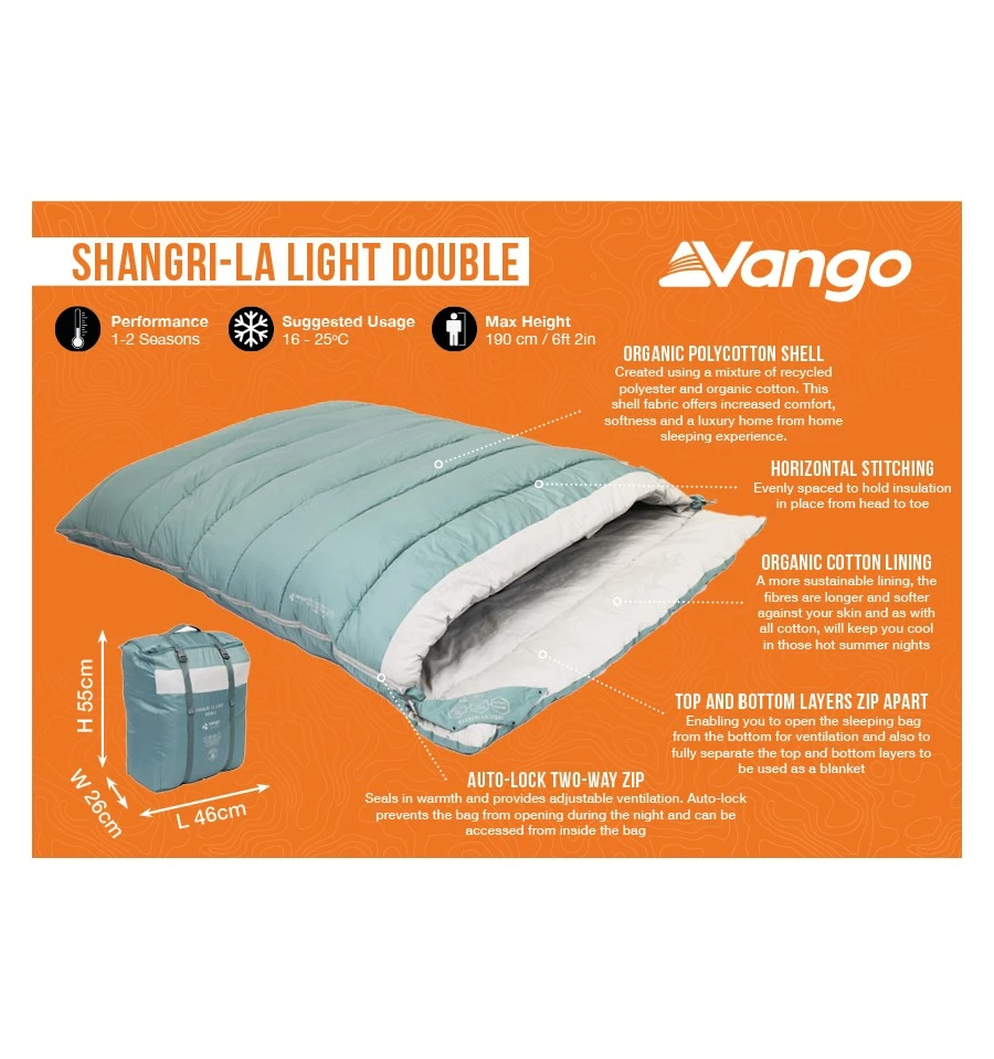 Vango Shangri-La Light Double Sleeping Bag 2 Vango Shangri-La Light Double Sleeping Bag - Image 2