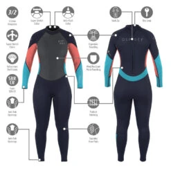Osprey Zero 3mm Womens Full Length Wetsuit - Coral -Outdoor Gear Sale ws1083 1090